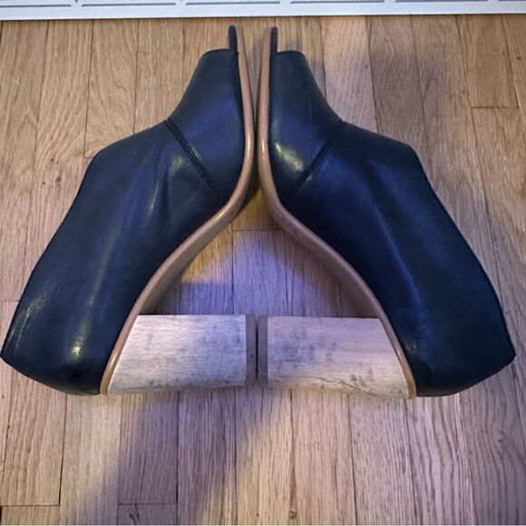 1. STATE AMBLE D'ORSAY STYLE OPEN TOE WOODEN BLOCK HEEL LEATHER OPEN TOE PUMP - Picture 8 of 9